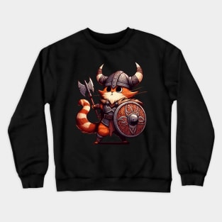 Funny Viking Warrior Cat Norse Mythology Anime Portrait Crewneck Sweatshirt